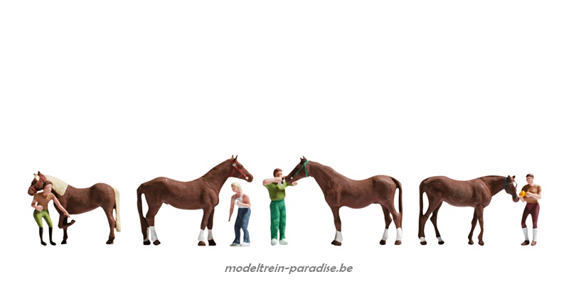 15632 ... Paardenverzorging .. 4 figuren en 4 paarden