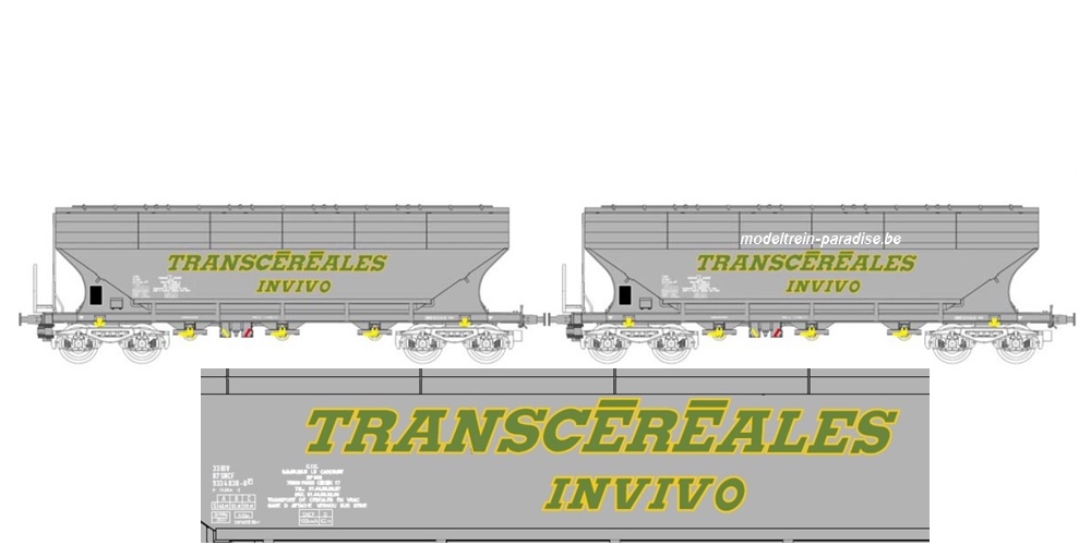 45.354 ... SNCF .. 2 Graanwagens .. Transcéréales INVIVO