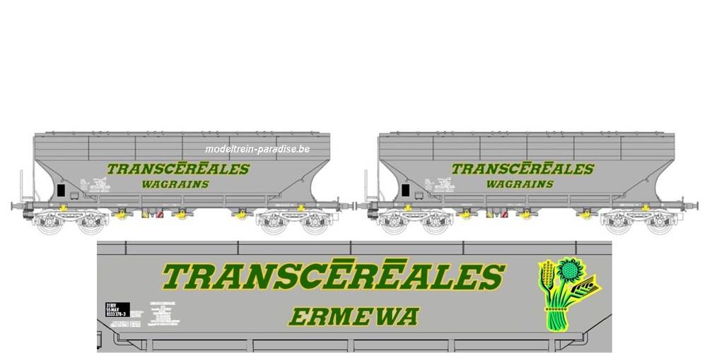 45.357 ... SNCF .. 2 Graanwagens .. Transcéréales WAGRAINS