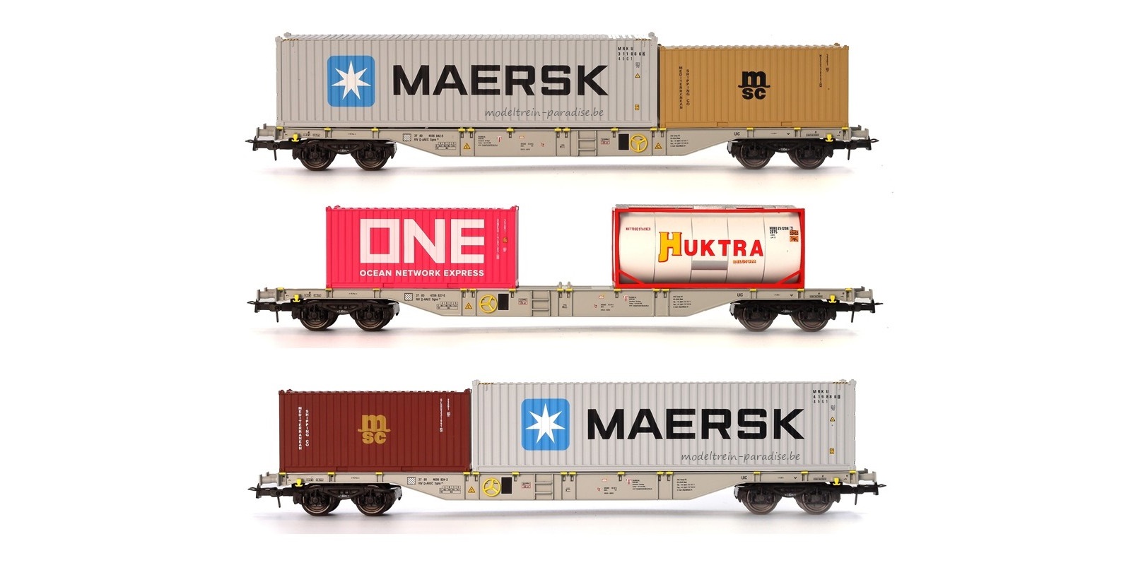 54.300 ... Set met 3 containerwagens Maersk - MSC