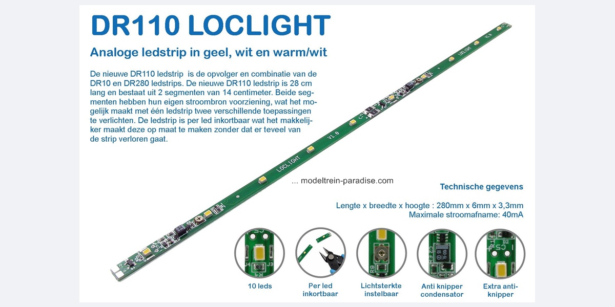 DR110W ... 10 x LEDSTRIP WIT