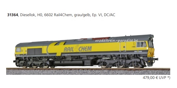 31364 ... Diesellok H0, C66, 6602 Rail4Chem, Ep VI