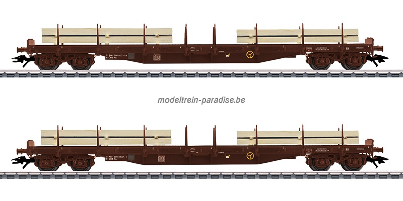 47150 ... Set platte wagens "gezaagd hout" ... OBB