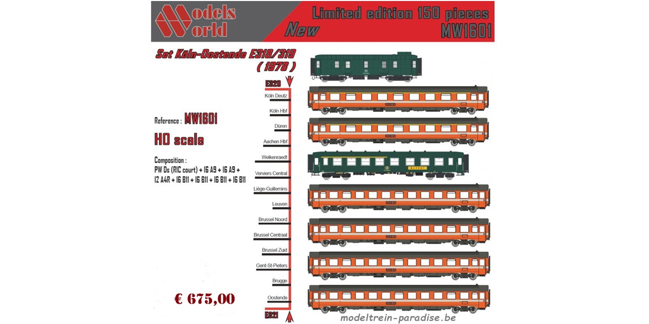 1601 ... NMBS .. Set Oostende - Köln, E318/E319 (1378) .. tp IV