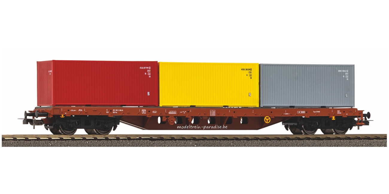 24539 ... NMBS .. Containerwagon met 3 cont. Beladen .. tp V